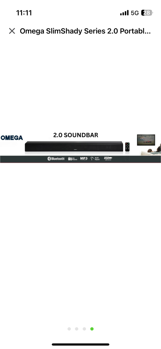 Omega SlimShady Series 2.0 Portable Sound Bar + Built-in Battery 101G