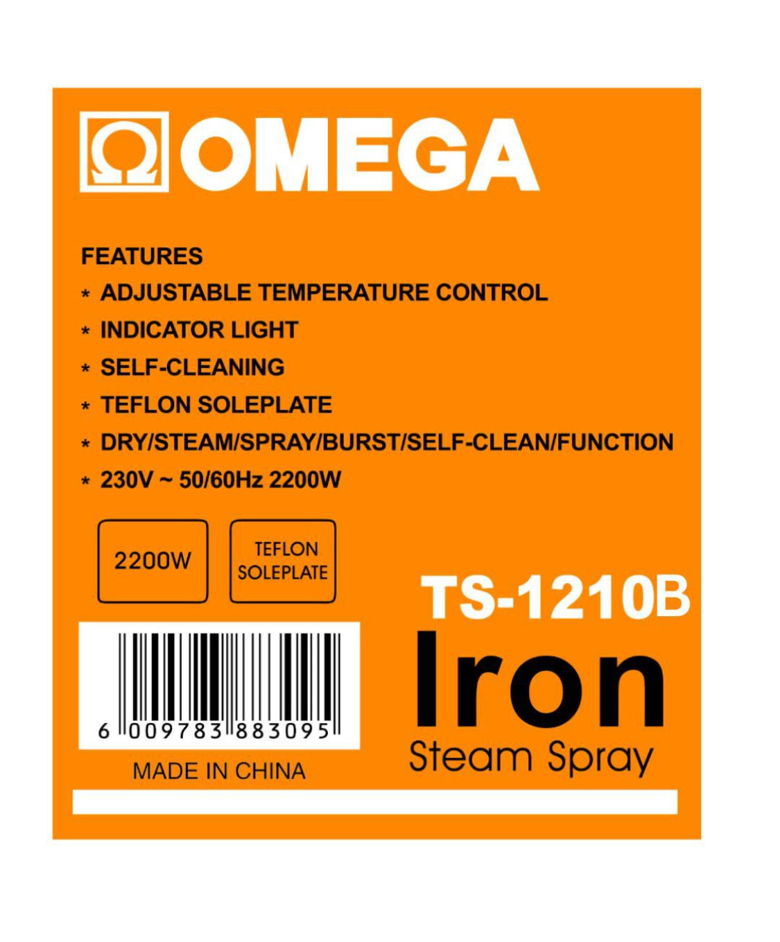 Omega Steam Spray Iron TS-1210B