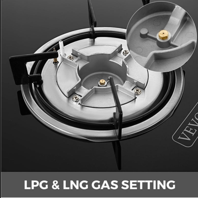 High-Quality Embedded Toughened Glass 5-Burner Gas Stove