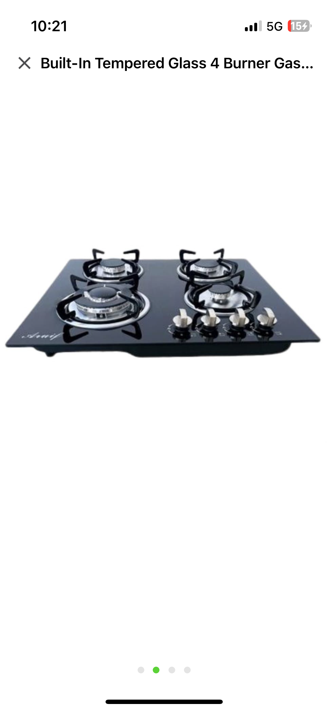 Built-In Tempered Glass 4 Burner Gas Hob & 9kg & Fitting with Screwdriver