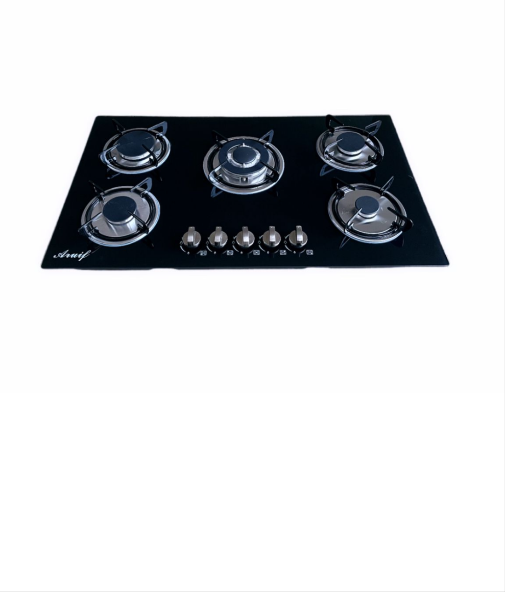 Aruif Built-In Tempered Glass Countertop 5 Burner Gas Hob 880mmx510mm